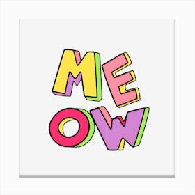 Meow Text Typography Cat Phrase 1 Canvas Print