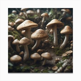 Mushrooms In The Forest Canvas Print