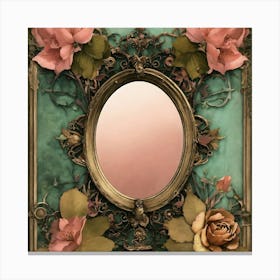 Mirror With Roses Canvas Print