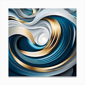 Abstract Blue And Gold Swirls, vector art Canvas Print