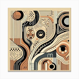 Abstract Art By Tribal Patterns, With Symbolic Shapes And Flowing Lines, Wallart Canvas Print