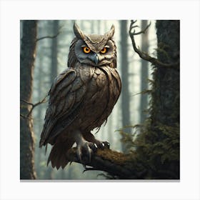 Owl In The Woods 36 Canvas Print