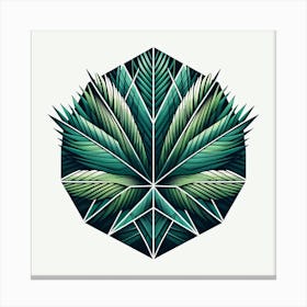 Geometric Art Green fan of palm leaves 3 Canvas Print