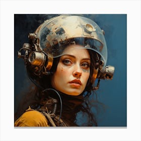 Girl In A Helmet 3 Canvas Print