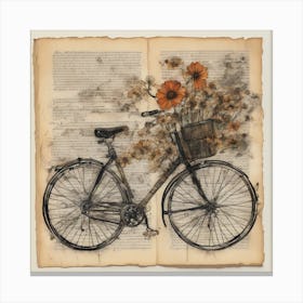 'Bicycle With Flowers' Canvas Print