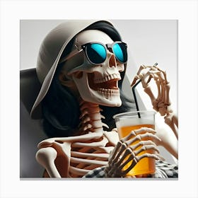 Skeleton Drinking A Beer Lienzo