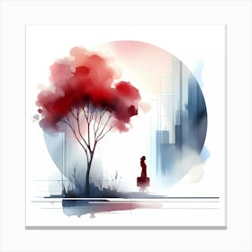 Woman And A Tree Canvas Print