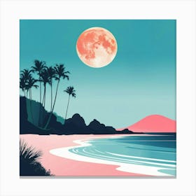 Full Moon At The Beach 3 Canvas Print