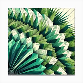 Geometric Art Green fan of palm leaves 2 Canvas Print