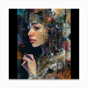 Girl With Pen In Hand Canvas Print