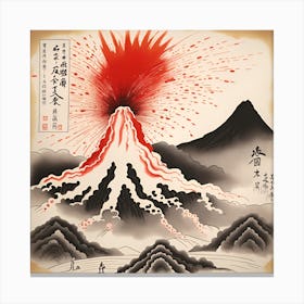 Nihon Koku Crimson Japanese Monochromatic Watercolor Canvas Print