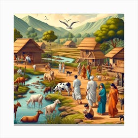 Village River Nature Canvas Print