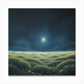 Moonlight Over The Meadow Canvas Print