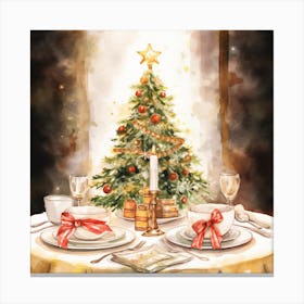 Christmas Table Setting 4 Canvas Print