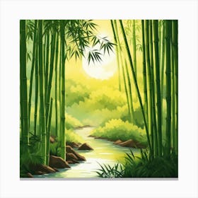 A Stream In A Bamboo Forest At Sun Rise Square Composition 150 Canvas Print