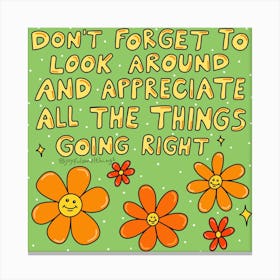 Don'T Forget To Look Around And Appreciate All The Things Going Right Canvas Print
