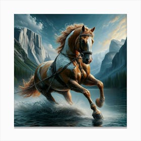 Horse Running In Water 1 Canvas Print