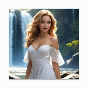 Beautiful Bride In A White Dress Canvas Print