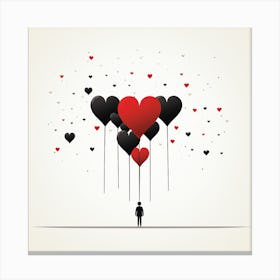 Minimalist Valentines Day Red And Black Balloons Canvas Print