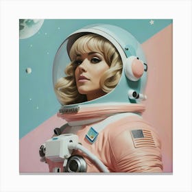 Retro Pastel Female Astronaut Canvas Print