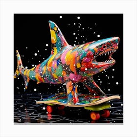 Shark On Skateboard Canvas Print