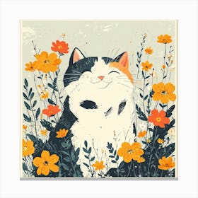 Cat In Flowers Canvas Print