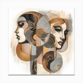 Two Heads Abstract Canvas Print