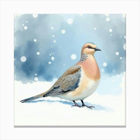 Pigeon In The Snow Canvas Print