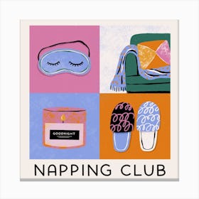 Napping Club Square Canvas Print