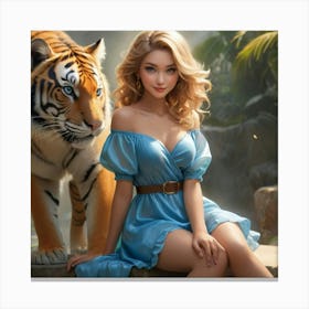 Tiger And Girl 2 Canvas Print