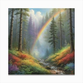 Rainbow In The Forest Art Print 3 Canvas Print