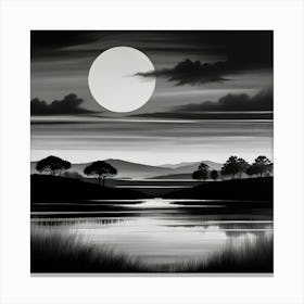 Full Moon Over Water 1 Canvas Print