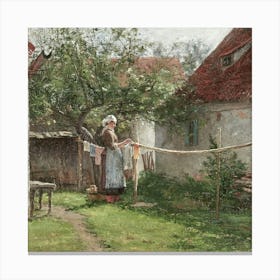 Woman Washing Clothes Canvas Print