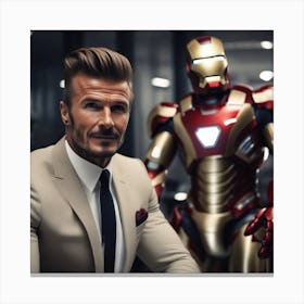 Iron Man And David Beckham Canvas Print