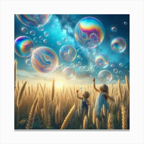 Soap Bubbles In The Field Canvas Print