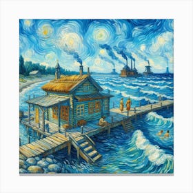 Starry Night At The Pier Canvas Print