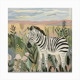 Zebra Pastel Illustration 4 Canvas Print