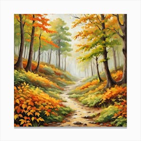 Forest In Autumn In Minimalist Style Square Composition 185 Canvas Print