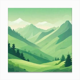 Misty mountains background in green tone 189 Canvas Print