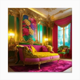 Gold And Pink Living Room Canvas Print