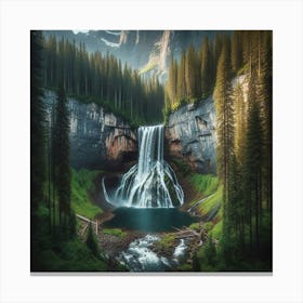 Waterfall In The Mountains 2 Canvas Print