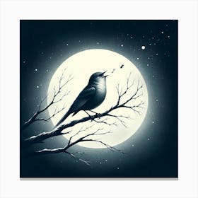 Bird In The Moonlight 1 Canvas Print