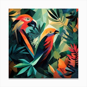 Parrots In The Jungle Canvas Print