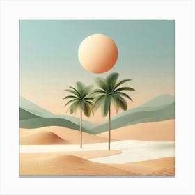 Desert Landscape With Palm Trees Canvas Print