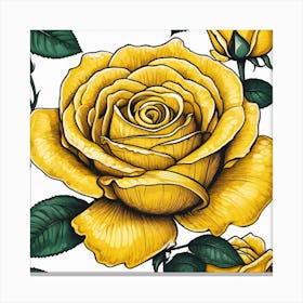 Yellow Roses Seamless Pattern 11 Canvas Print