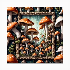 Mushrooms In A Frame 6 Canvas Print