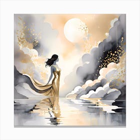 Girl In A Golden Dress Canvas Print