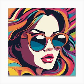 Girl with orange sunglasses Canvas Print