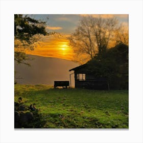 Sunset At The Cabin Canvas Print