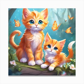 Two Kittens In The Forest Canvas Print